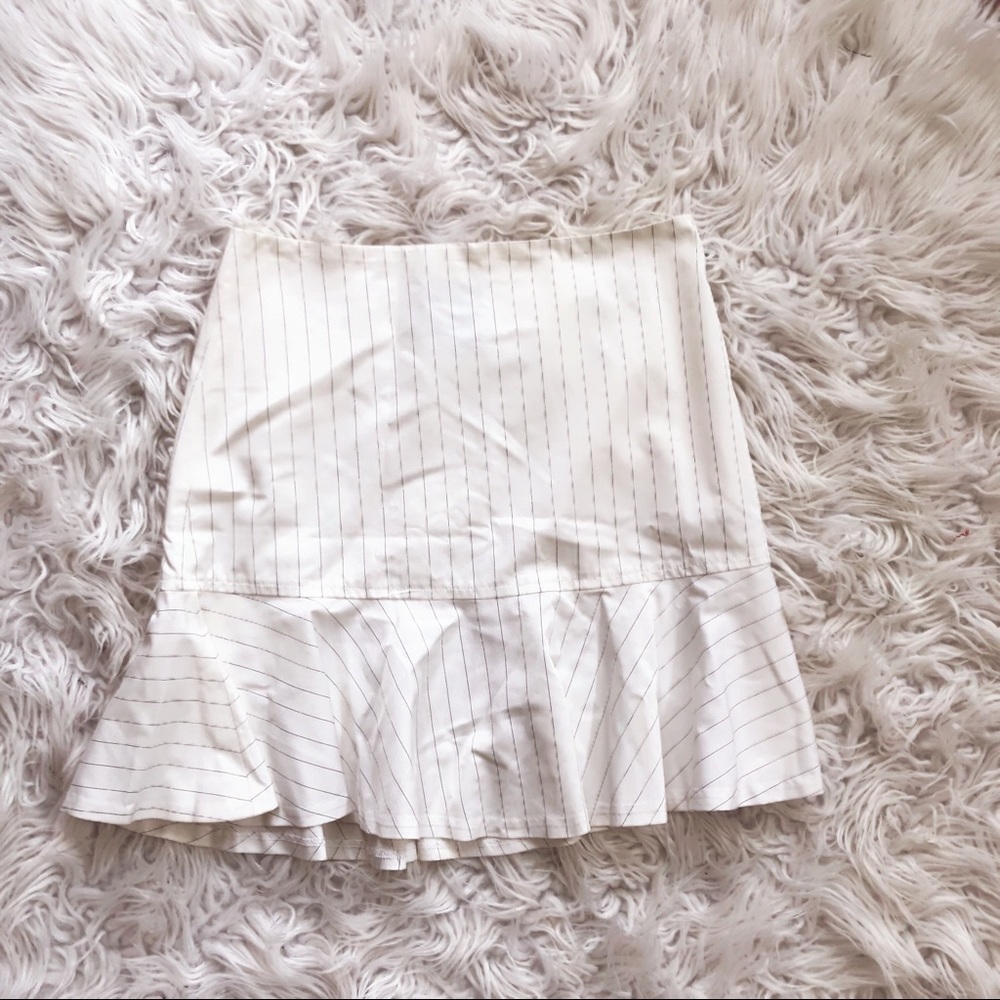 • Club Monaco • Pinstripe Ruffle Mini Skirt 0